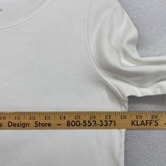 EILEEN FISHER Top S Stretch Organic Cotton Jersey Round Neck 3/4 Sleeve White - Picture 8 of 10